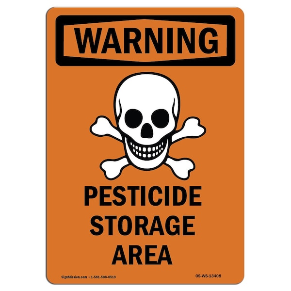 Signmission Safety Sign, OSHA WARNING, 7" Height, Pesticide Storage Area, Portrait OSWSD57V